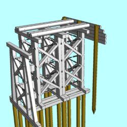 Береговая опора временного моста, 3D