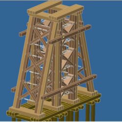 Русловая опора временного моста, 3D