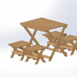 Раскладной деревянный столик + четыре стульчика