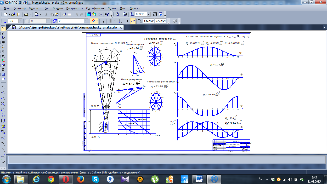 Как строить кинематические диаграммы тмм