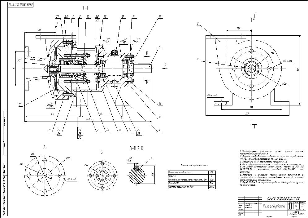 Помпа сборочный чертеж