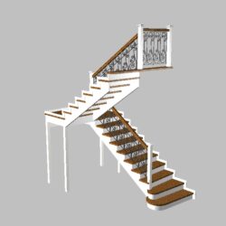 3D модель лестницы с кованым ограждением