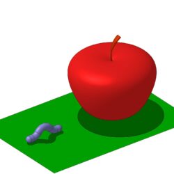 Анимация гусеницы ползущей к яблоку