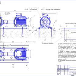 Монтажный чертеж центробежного моноблочного насоса Lowara FHF 100-250/750/C