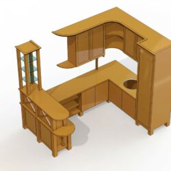 Кухня с барной стойкой угловая 3D модель