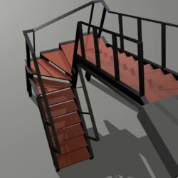 Лестница из швеллера с забежными ступенями