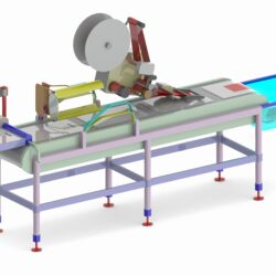 Компоновочная модель конвейера для нанесения этикеток на крышки и пакеты