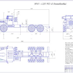 Габаритный чертеж шасси Урал-4320 1912 40 - длиннобазовый