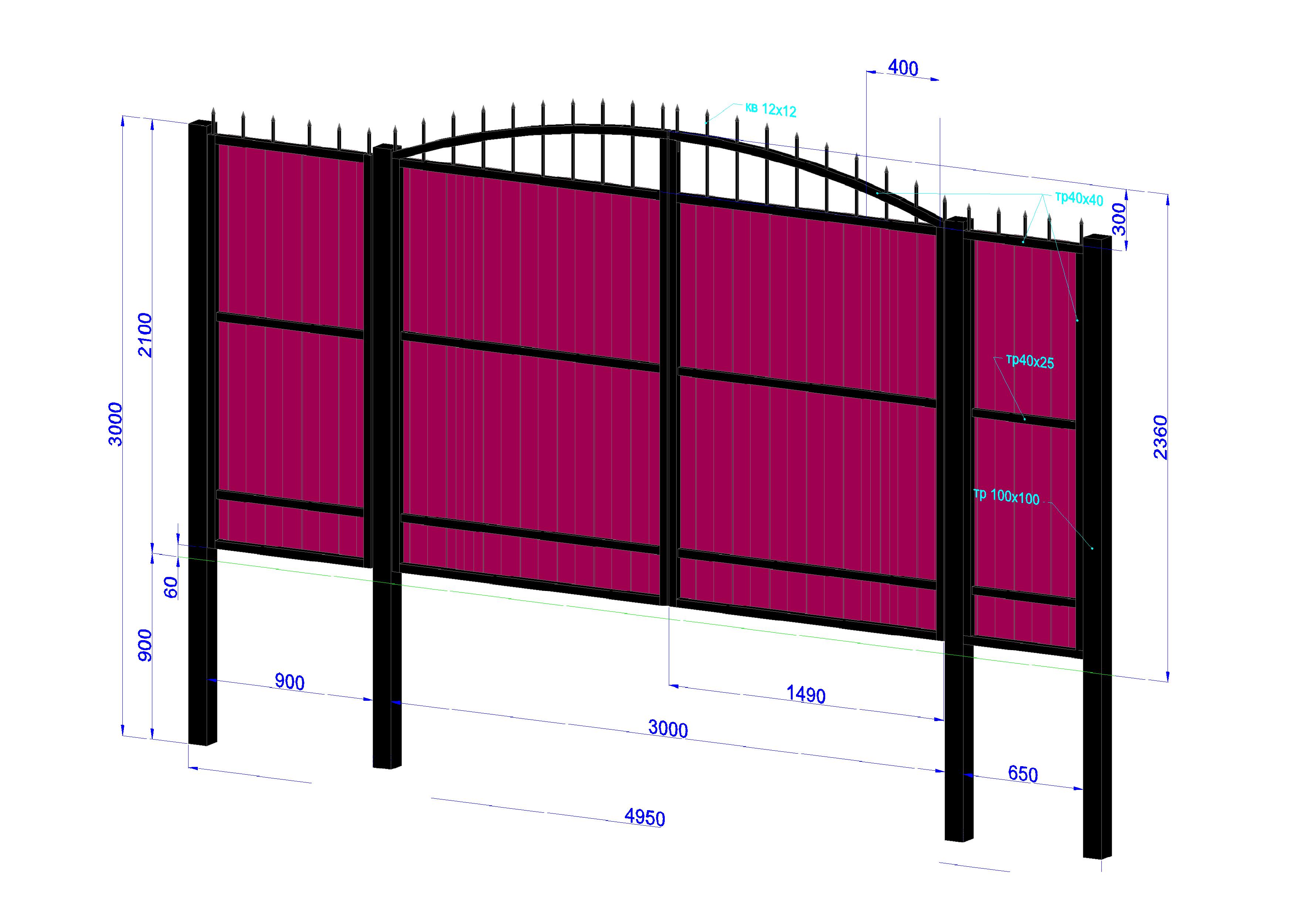 Ворота для дома размеры. Конструкция ворот из проильной трубы40.20. Ворота из профильной трубы 40х20 чертеж. Ворота распашные с калиткой 3d 6400х2550мм. Схема сварки ворот из профильной трубы 40x20.