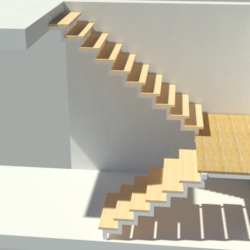 3D модель лестницы в коттедж на двойном косауре из тр.60Х40Х3.