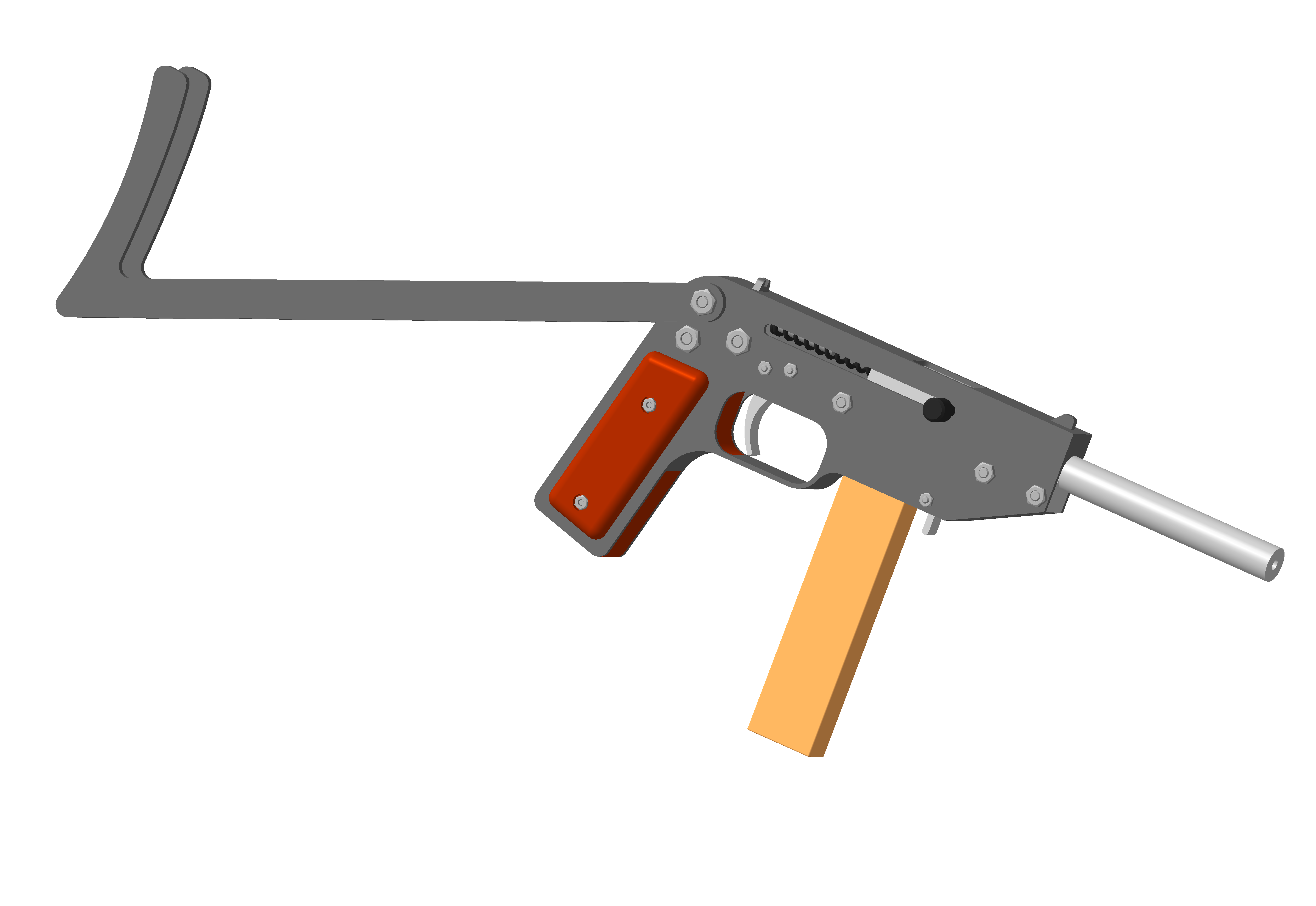 Пистолет-пулемет под монтажный патрон Д-4 - Чертежи, 3D Модели, Проекты .