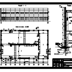 Одноэтажное промышленное здание (Размеры по осям А-В: 36000 мм; 1-6: 60000 мм)