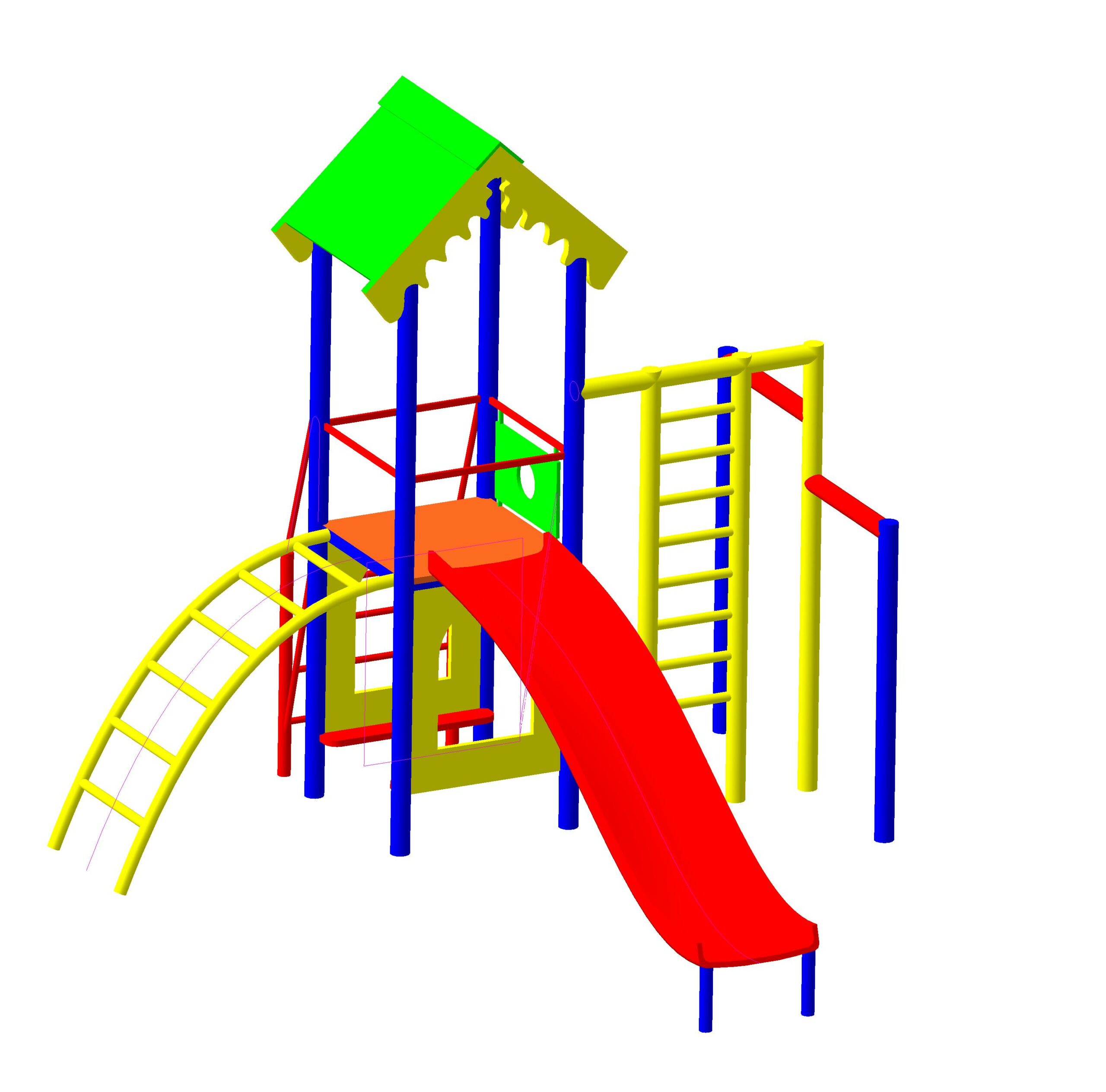 3D модель детской площадки - Чертежи, 3D Модели, Проекты, Игровое  оборудование, тренажеры, спорт