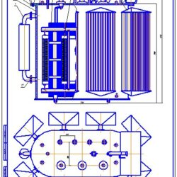 Чертеж трехфазного силового трансформатора (6300 кВА) в КОМПАС-3D