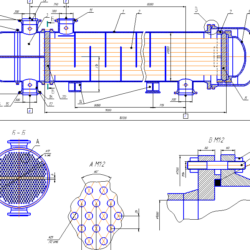 Проект горизонтального кожухотрубного теплообменника с плавающей головкой 1000 ТПГ-2.5-М2 / 25Г-9-Т-2-В