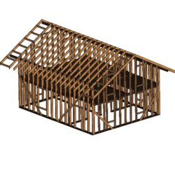 3D модель деревянного каркаса двухэтажного дома 120кв.м.