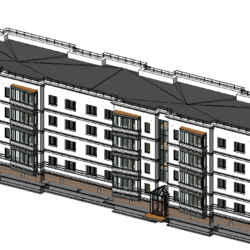 3d модель 4х этажного жилого дома