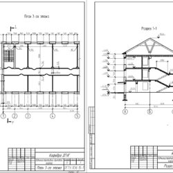Административно-бытовой корпус план 3-го этажа и разрез