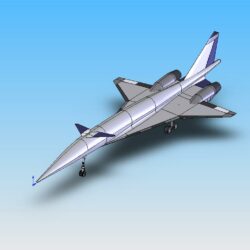 3D модель сверхзвукового самолета Ту-444