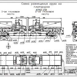 Размещение на закрепление КРАЗ-258 на платформе