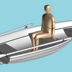 3D модель гребно-моторной стеклопластиковой лодки