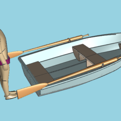 3D модель гребно-мотрной лодки с размерами 3,3*1,4*0,5м