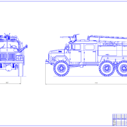 Чертеж общего вида пожарной машины на базе ЗИЛ - 131