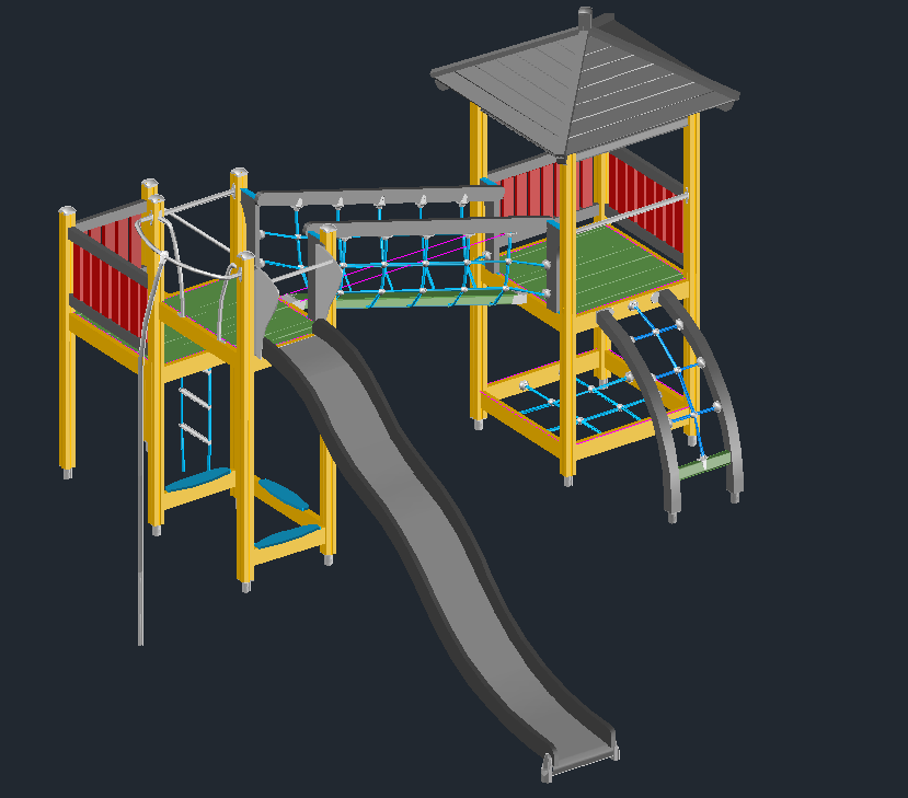 Детская площадка - башня и горка - Чертежи, 3D Модели, Проекты, Игровое  оборудование, тренажеры, спорт