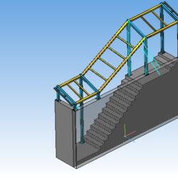 3D металлоконструкции навеса над лестницей