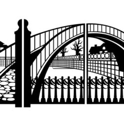 Ворота и калитка для лазерной резки тематика "Мост"