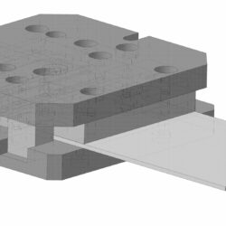 3D модель штампа для одновременной вырубки отверстий и придания радиуса гиба из стального листа