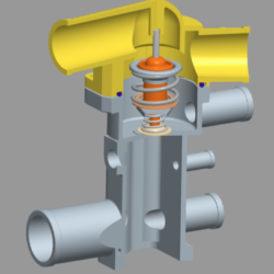 3D модель термостата системы охлаждения двигателей семейства ВАЗ-2110