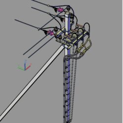 3D модель анкерной опоры ВЛ-10кВ с разъединителем и кабельной муфтой
