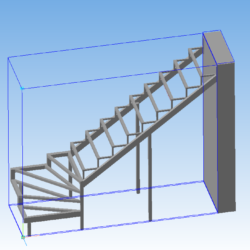 Г-образная лестница из металлокаркаса