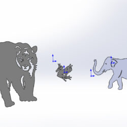 Силуэты тигр, лягушка и слон