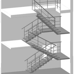 Лестница в коттедж 3 этажа - металлокаркас + расчет на прогиб