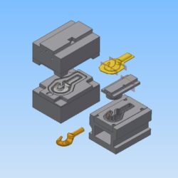 Комплект моделей штамповой оснастки для горячей штамповки заготовки крюка