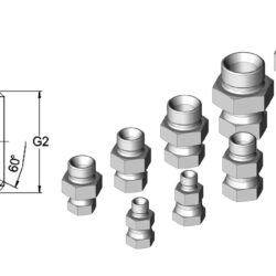 Комплект прямых гидравлических фитингов с дюймовой наружной резьбой с одной стороны и гайкой с другой