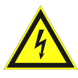 Знак безопасности W08 "Опасность поражения электрическим током"