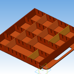 3D-модель и чертежи деталей выдвижного ящика для вырезки лазером из фанеры 4 мм