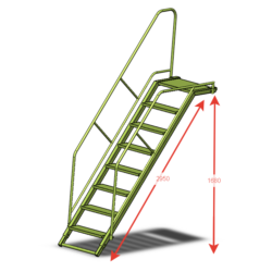 Лестница металлическая со съёмными перилами регулируемая по длине