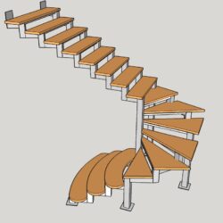 Каркас металлической лестницы с поворотом на 180 градусов