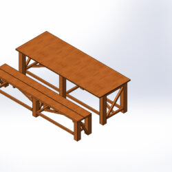 Деревянная мебель (стол и скамейка)