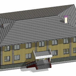 Двухэтажное административное здание (модель в Ревит)