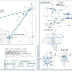 Устройство грузоподъемное для фургона-мастерской на базе автомобиля ГАЗ-3308, сборочный чертеж