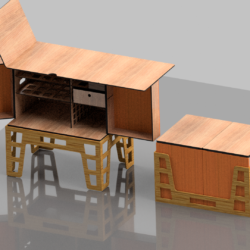 Кухонный стол с ящиками и подставной походный