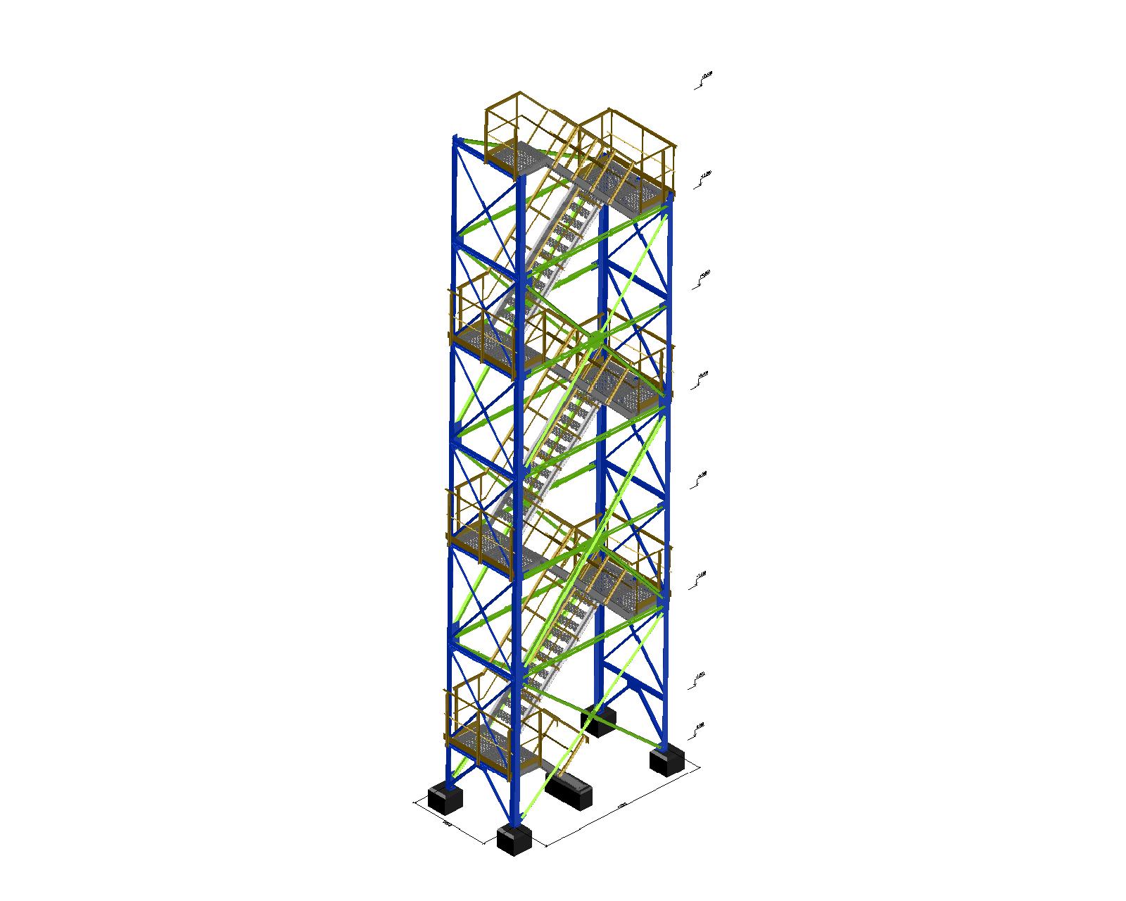 Шахтная лестница металлическая - Чертежи, 3D Модели, Проекты, Лестницы