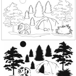 Картина медвежья берлога для гравировки или лазерной резки