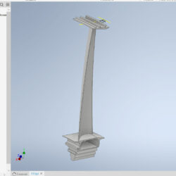 3D модель рабочей лопатки последней ступени силовой турбины ГТД ДН80