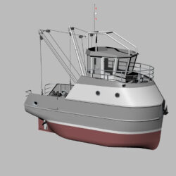 Малое рыболовецкое судно 3D Модель